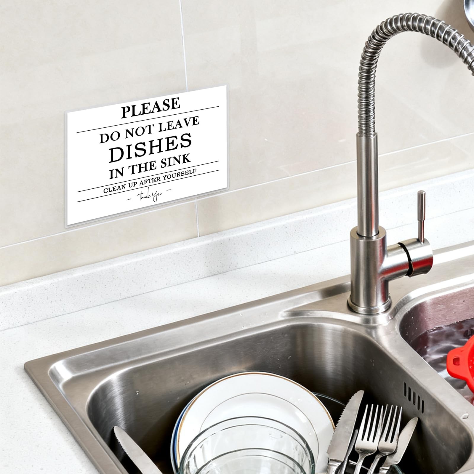 Please Do Not Leave Dishes In The Sink Sign 4×6 Inch Laminated Kitchen Remin…