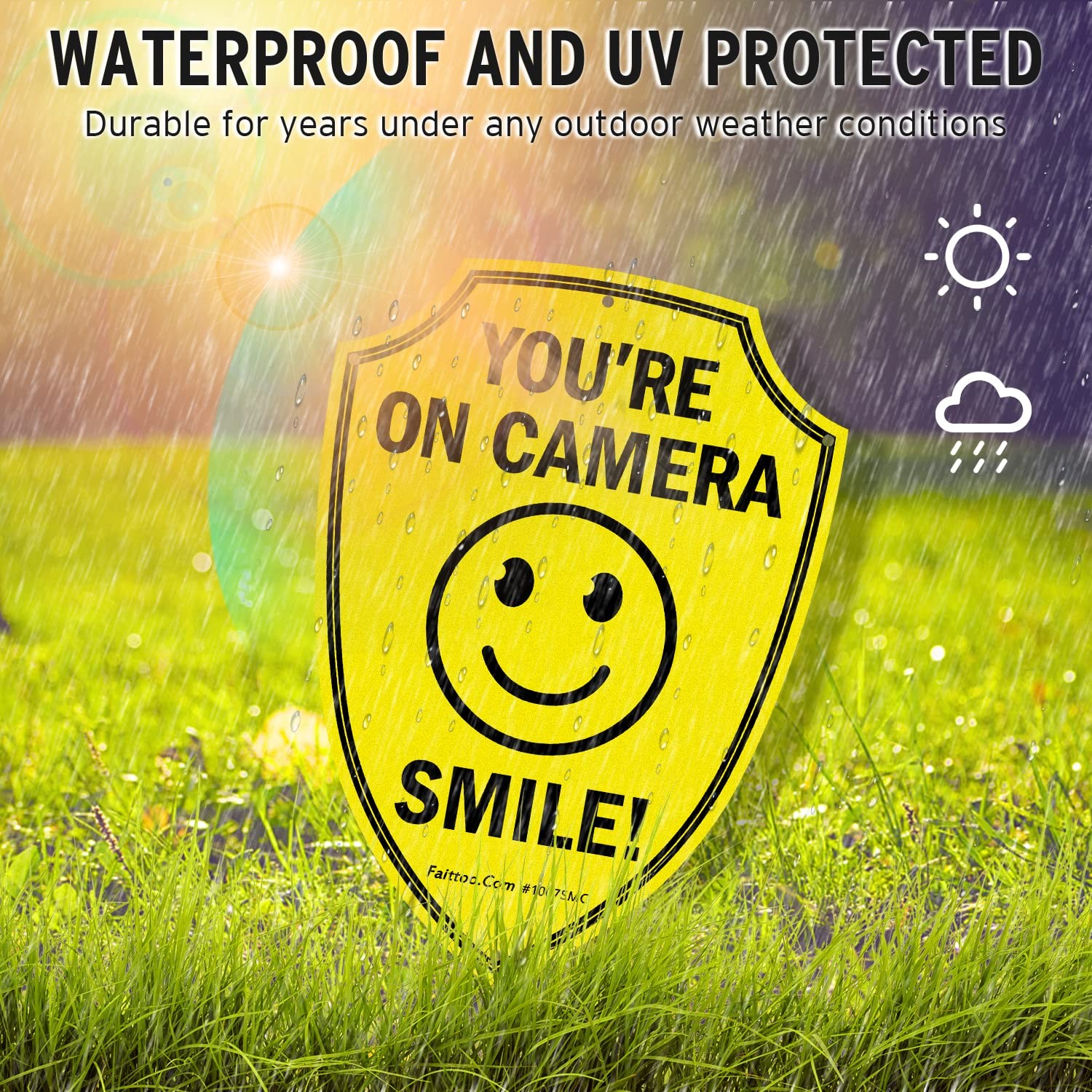 Smile You’re On Camera Sign, Video Surveillance Signs Outdoor, 2-Pack NEW