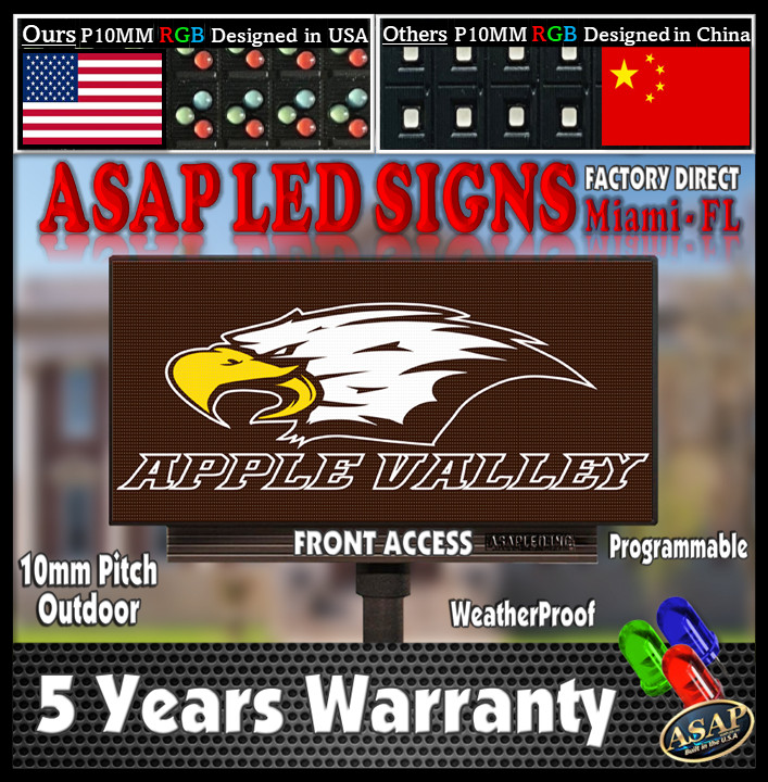 LED Sign Outdoor Full Color 10mm LED Programmable 19 inx38 in School LEDSign_USA