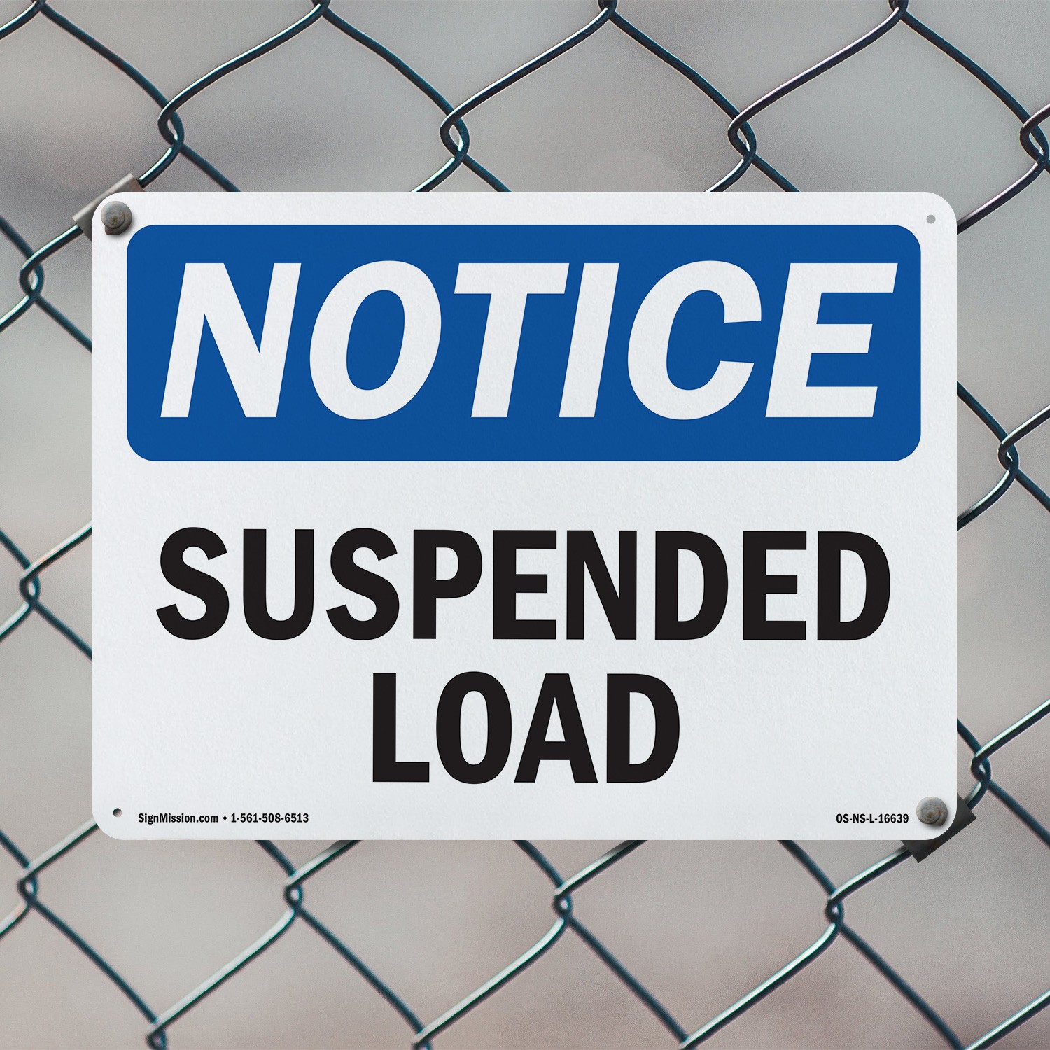 Suspended Load OSHA Notice Sign Metal, Plastic, Or Decal – 5 or 10 Pack