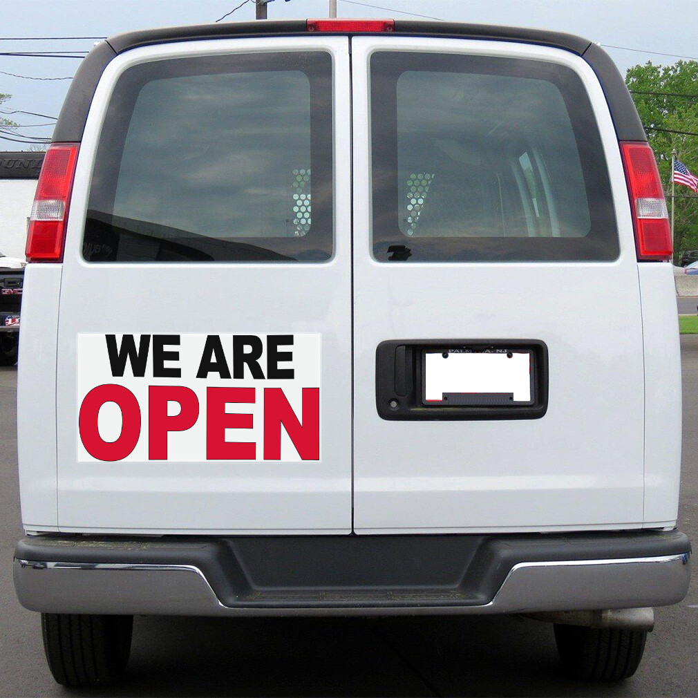Car Magnet Set of 2 We Are Open Black Red Car Advertising Industrial Sign