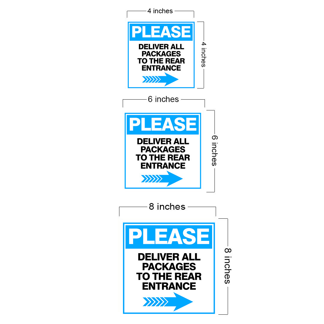 Square Plus Please Deliver All Packages To The Rear Entrance Right Arrow Sign