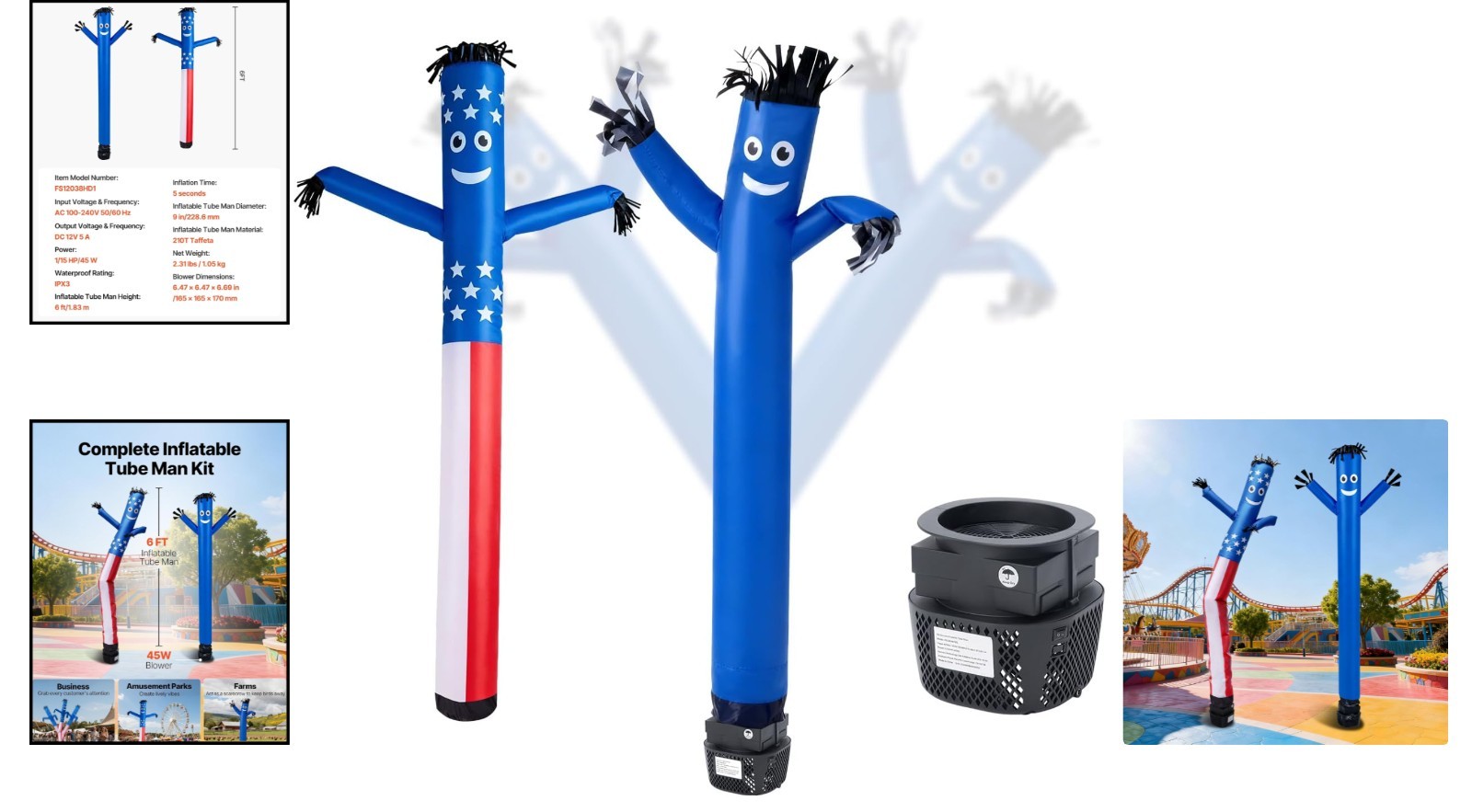 Vevor Inflatable Tube Man With Blower 6 Ft Wacky Waving