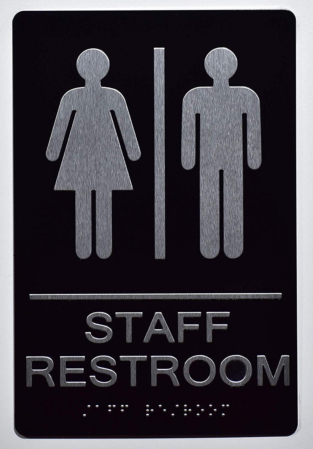 Staff Restroom Sign -(Aluminium, Black/Silver,Size 6×9) The Sen..-REF24-1027