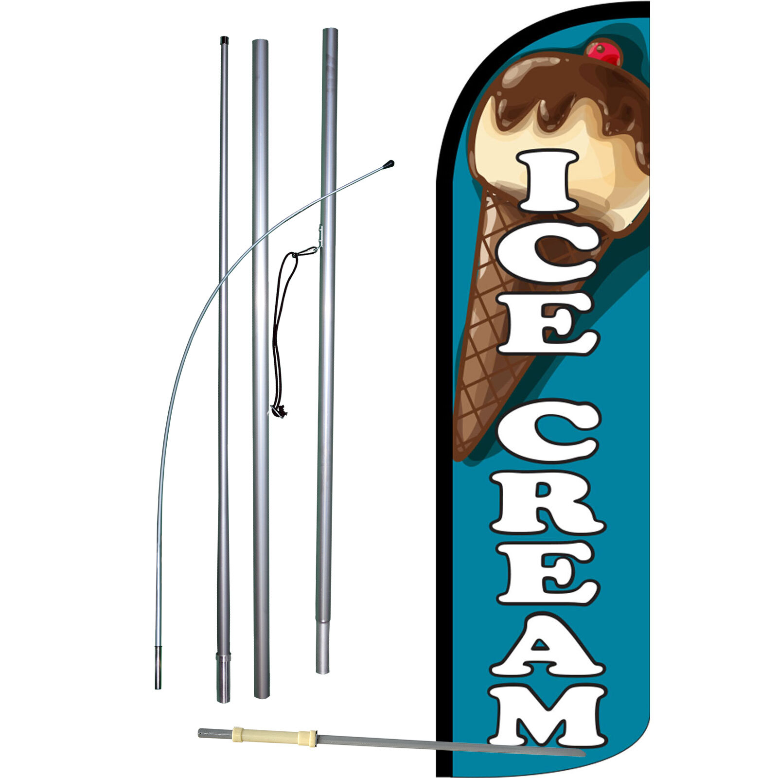 Ice Cream Flag with Flag Pole and Spike
