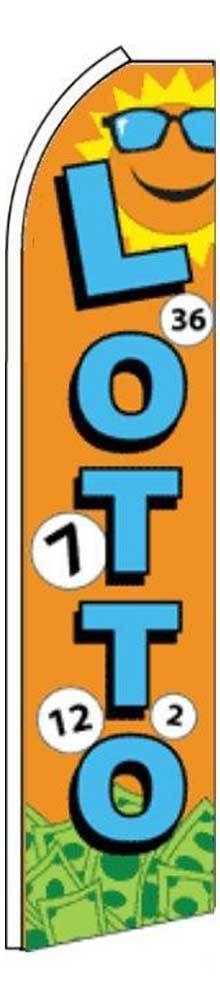 Lotto Banner Flag Sign Display Kit Tall Bow Feather Flutter 3’ Blue Orange