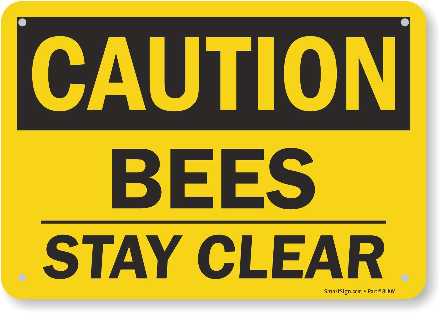 Caution – Bees – Stay Clear Sign 7″ x 10″ Durable Plastic for Apiary Safety
