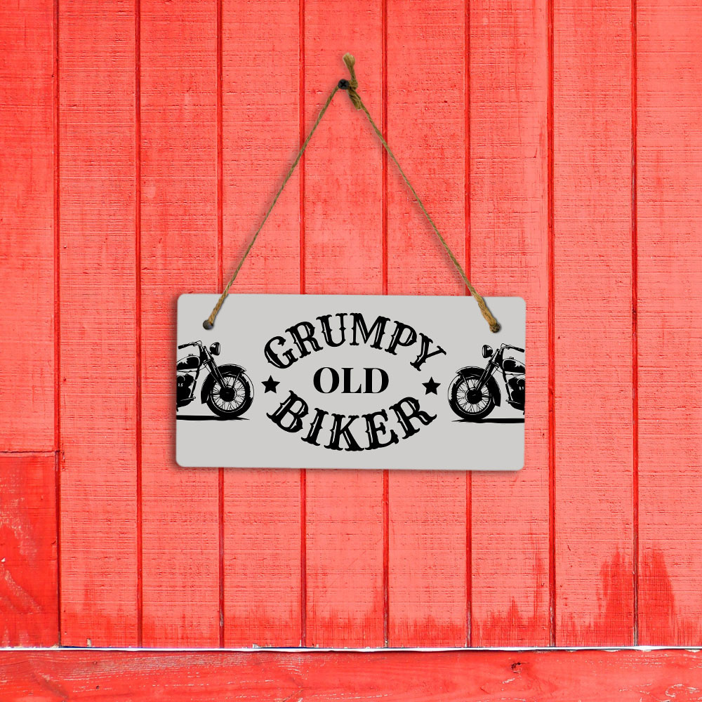 Grumpy Old Biker 5″ x 10″ Hanging Wall or Door Sign | Home Decor