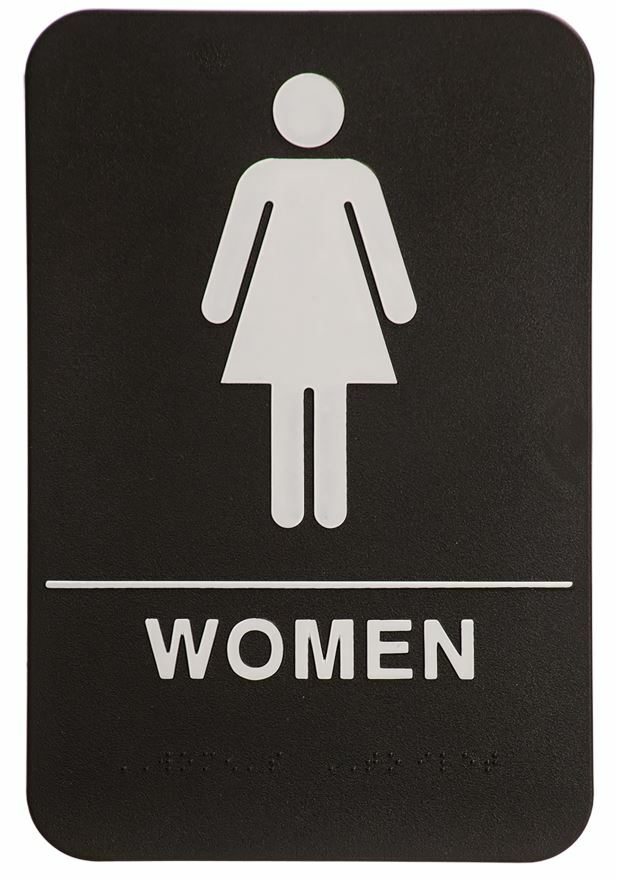 ADA Compliant, Restroom Signs, Black, with Braille text 6″x9″