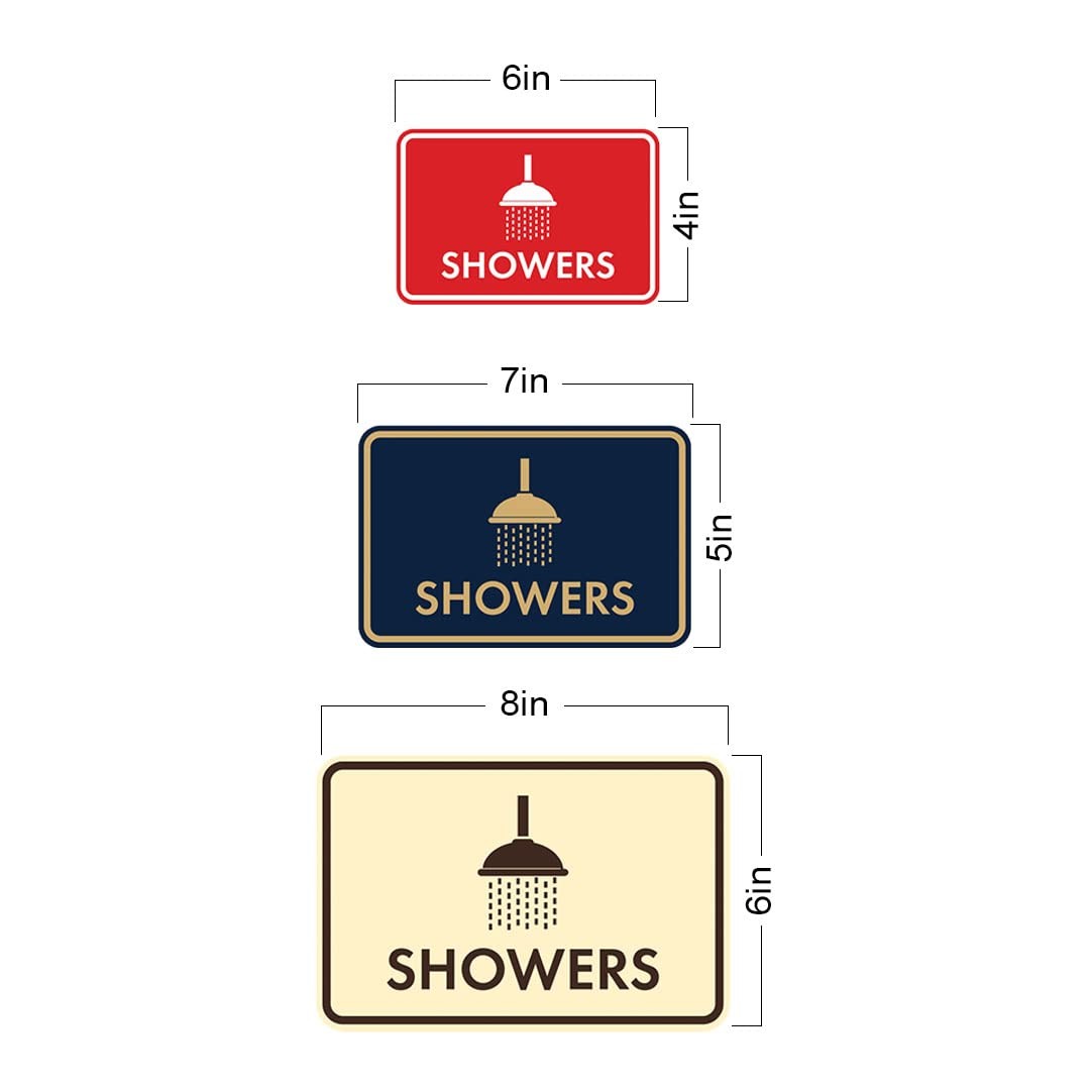 Classic Framed Showers Sign Black Silver Small 2 Pack Wall Door Decor