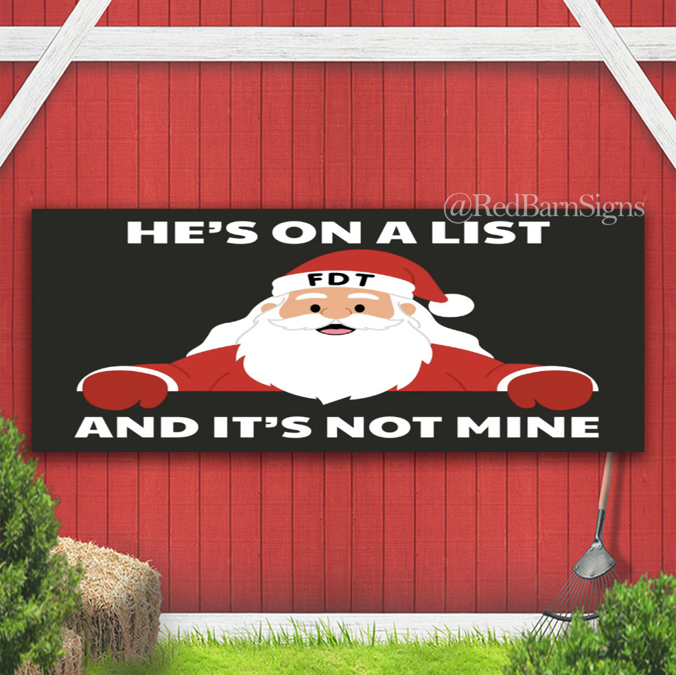 Anti Trump FDT Winter Santa Claus Liberal Banner Sign with grommets