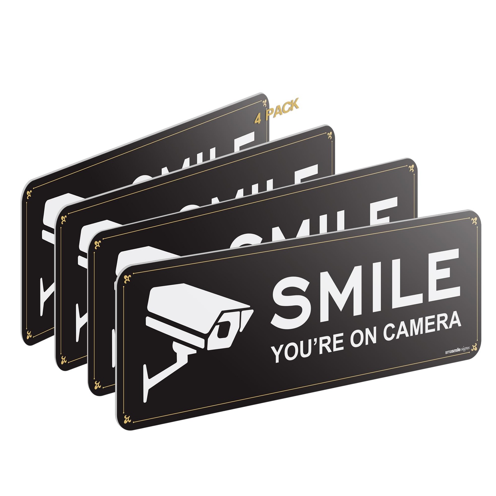 Smile Your on Camera Signs 4 Pack 9″ x 3.1″ Acrylic Camera Signs for Home Sec…