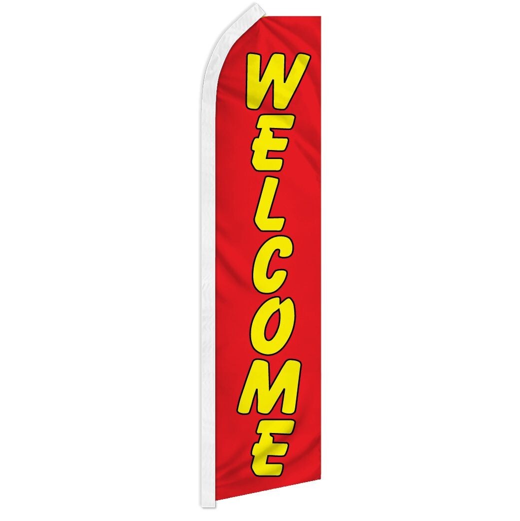 Welcome (Red/Yellow) Swooper Flutter Feather Advertising Welcome Banner Flag
