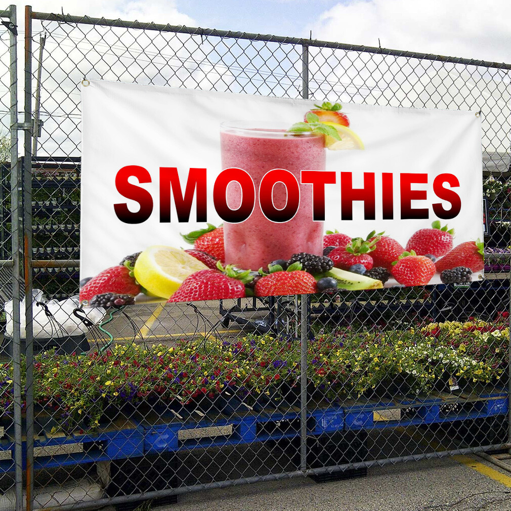 Vinyl Banner Multiple Sizes Smoothies with Background Restaurant & Food Outdoor