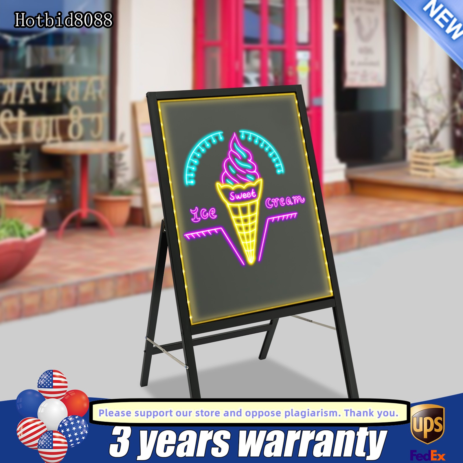 LED Message Writing Board,50*70cm Illuminated Erasable Menu Board Sign 7 colors