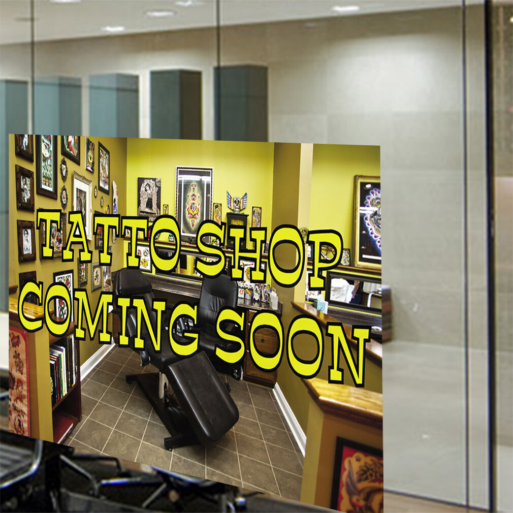 Decal Stickers Tattoo Shop Coming Soon Advertising Printing Store Sign Label