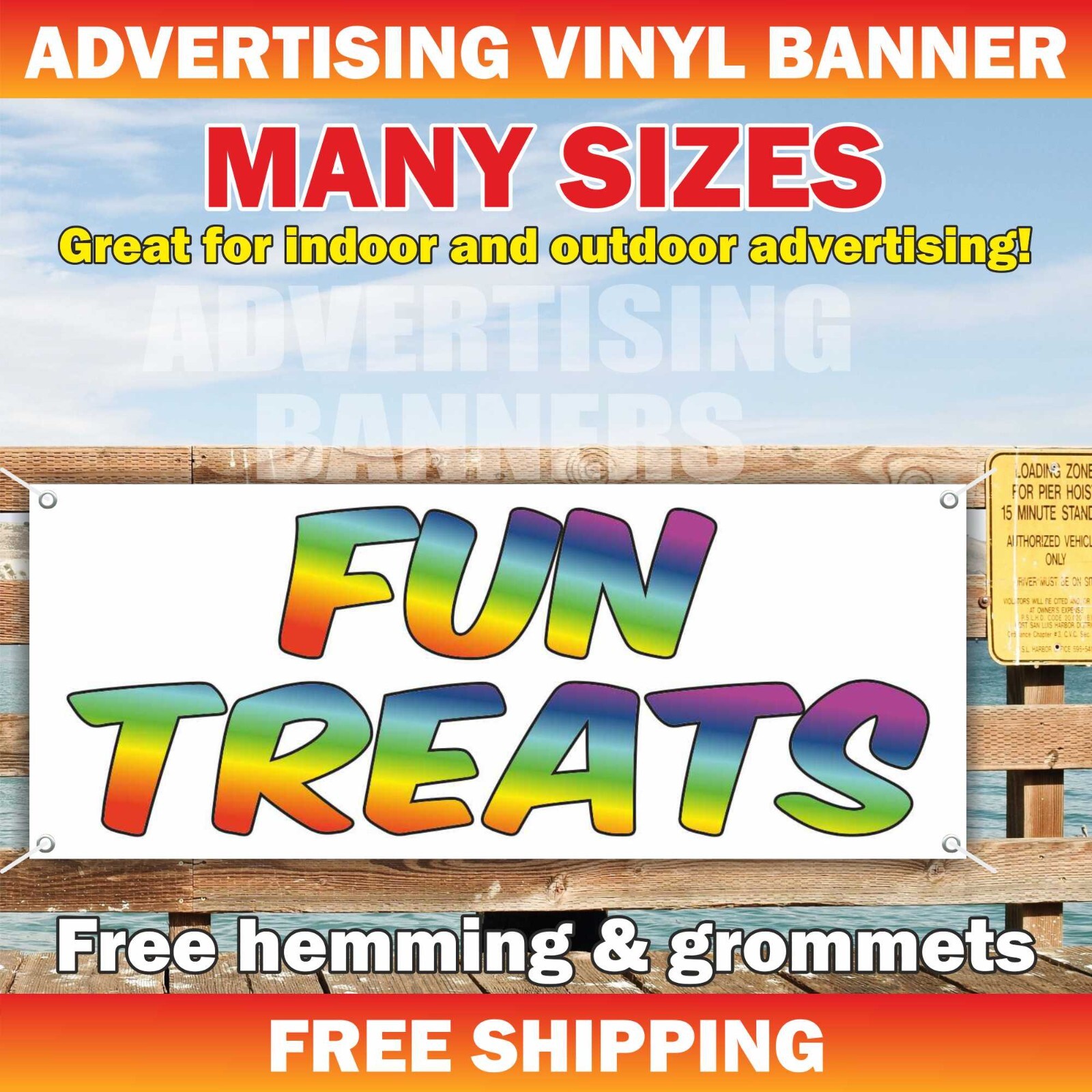 FUN TREATS Advertising Banner Vinyl Mesh Sign Cold Snow Cones Shaved ice cream