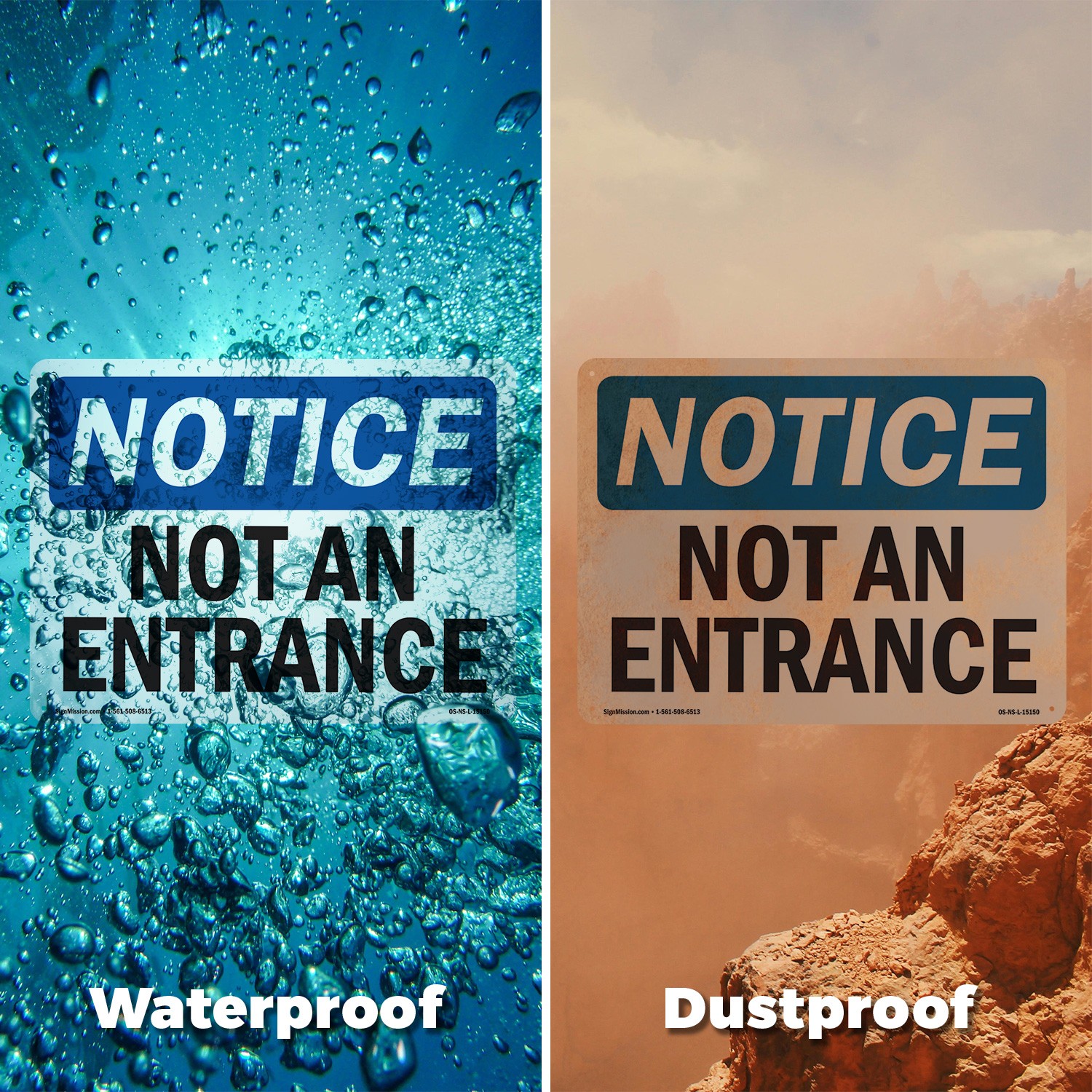 Not An Entrance OSHA Notice Sign Metal, Plastic, Or Decal – 5 or 10 Pack