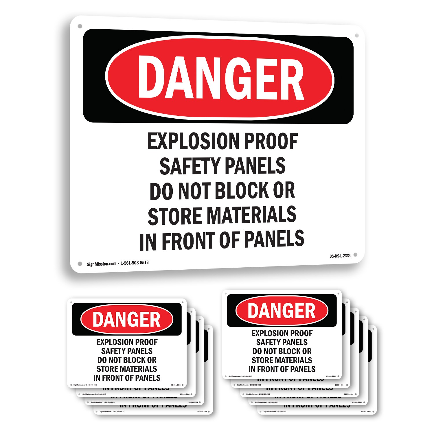 Explosion Proof Safety Panels Do Not Block OSHA Danger Sign, Decal 5 or 10 Pack