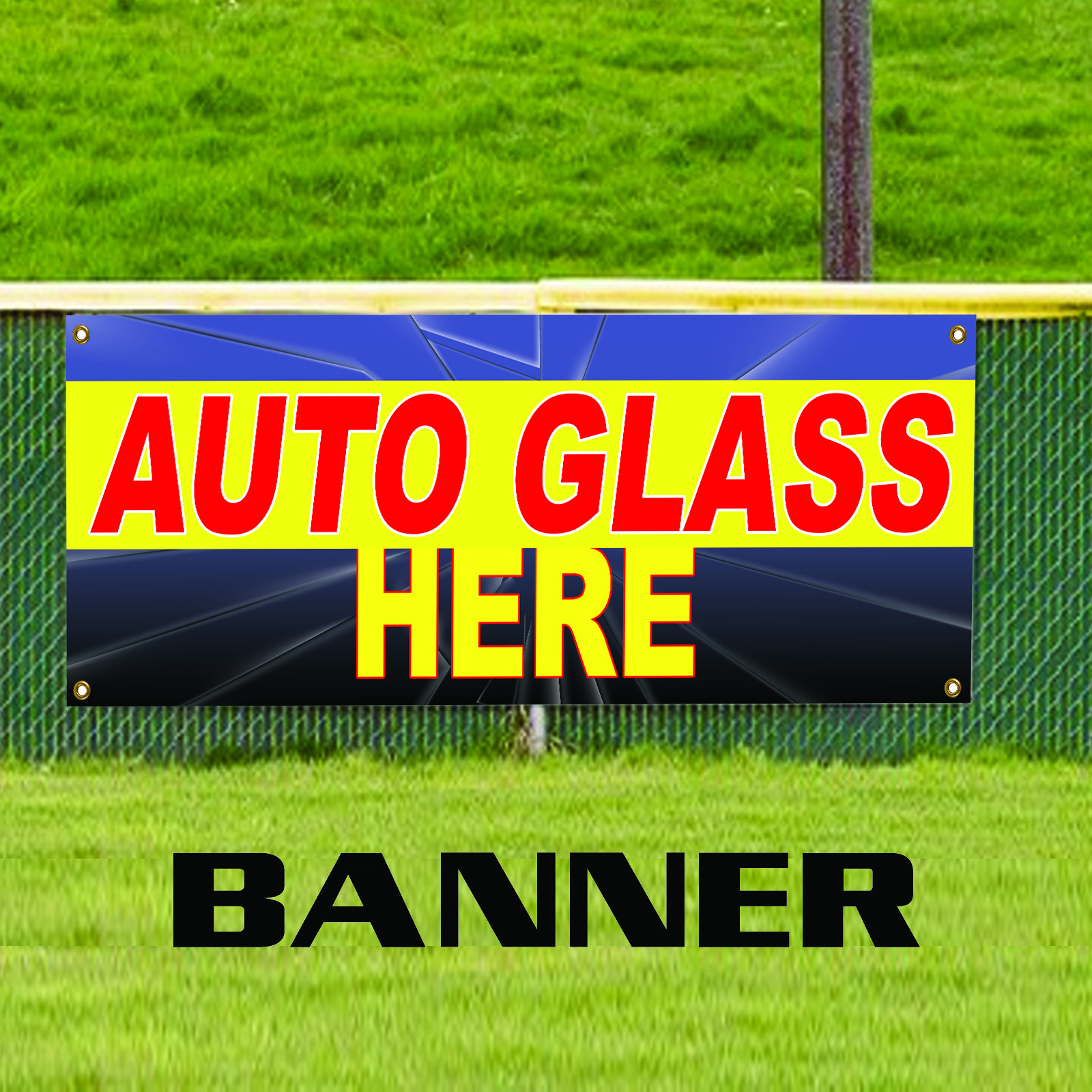 Auto Glass Here Vinyl Banner Repair & Replacement Services Windshield Banner