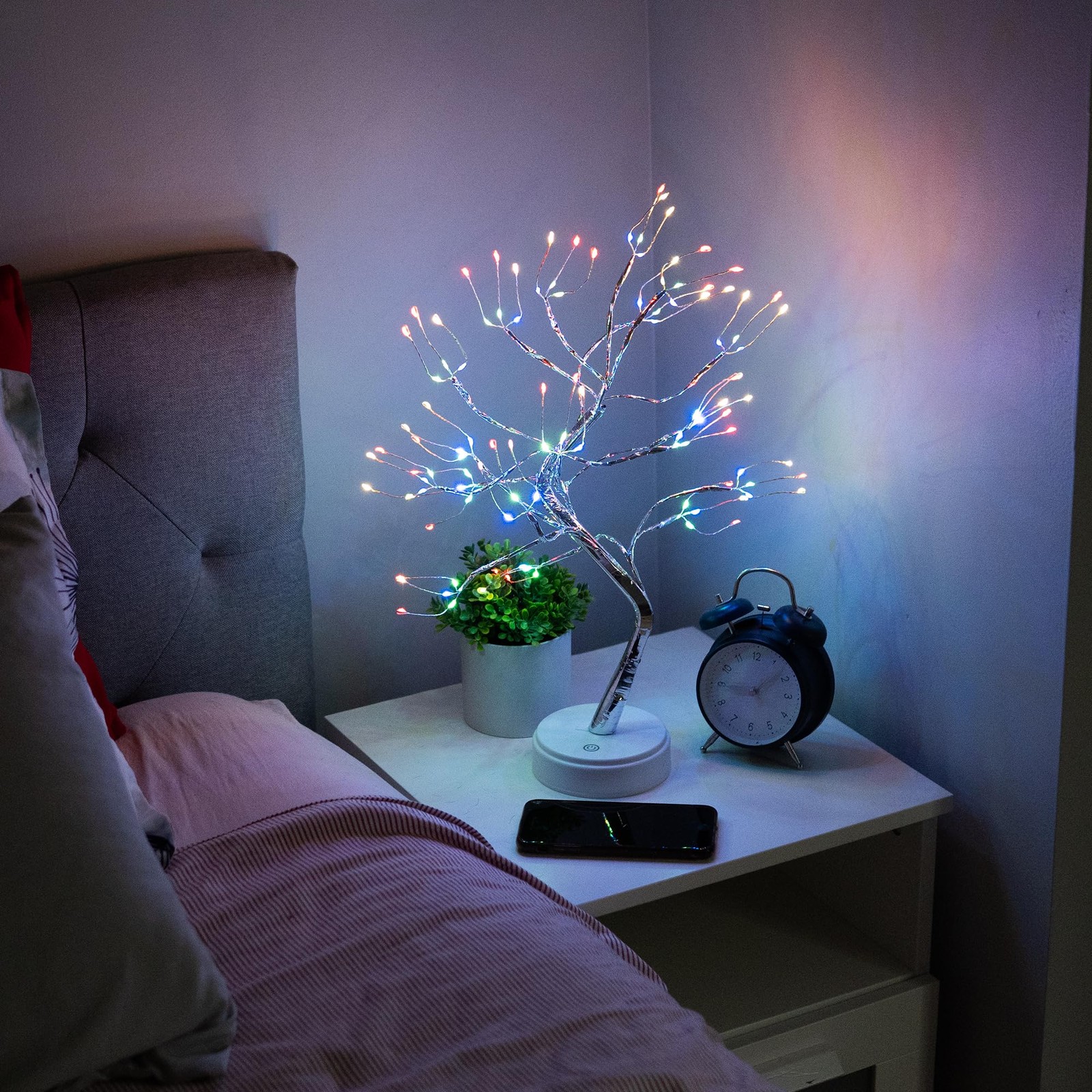 ALFANITE Twinkling Tree Fairy Light Spirit Lamp Bonsai 1ft 8in, Silver
