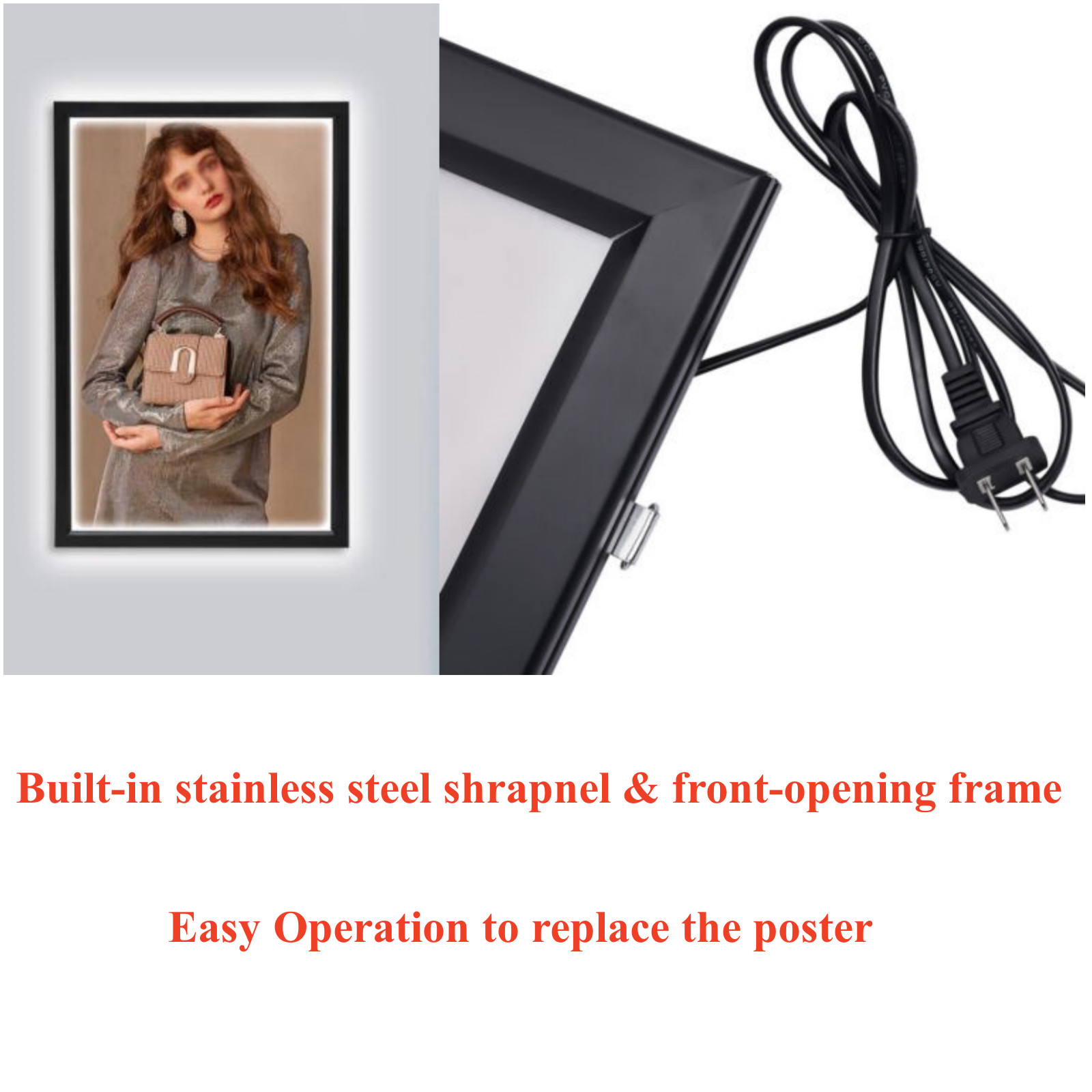 2PCS 24×36 Inch LED Backlit Movie Poster Art Picture Frame Light Box Wall Mount