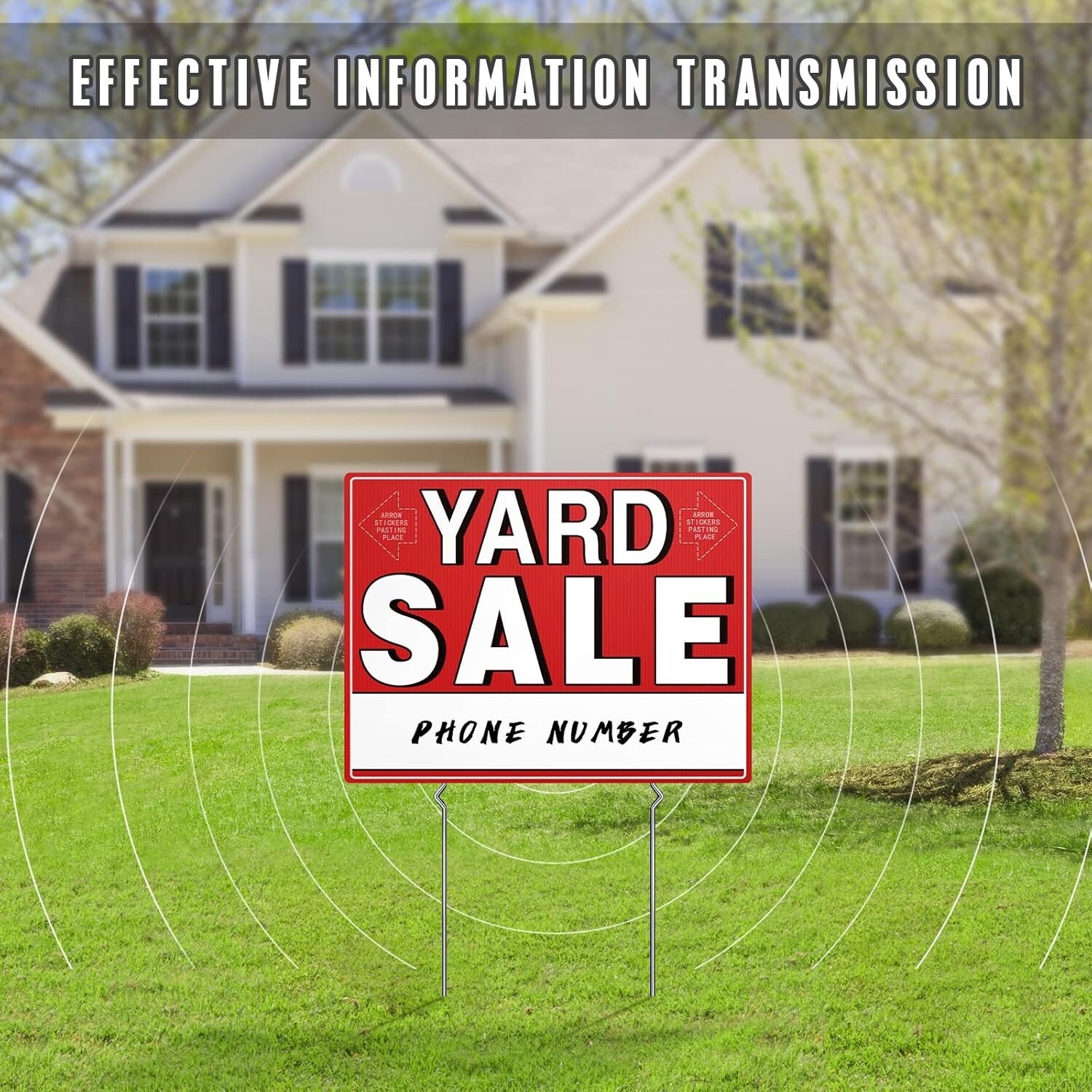 Yard Sale Signs, 3 Pcs Garage Signs with Metal Stakes, 17″ X 13″, Double Sided Y