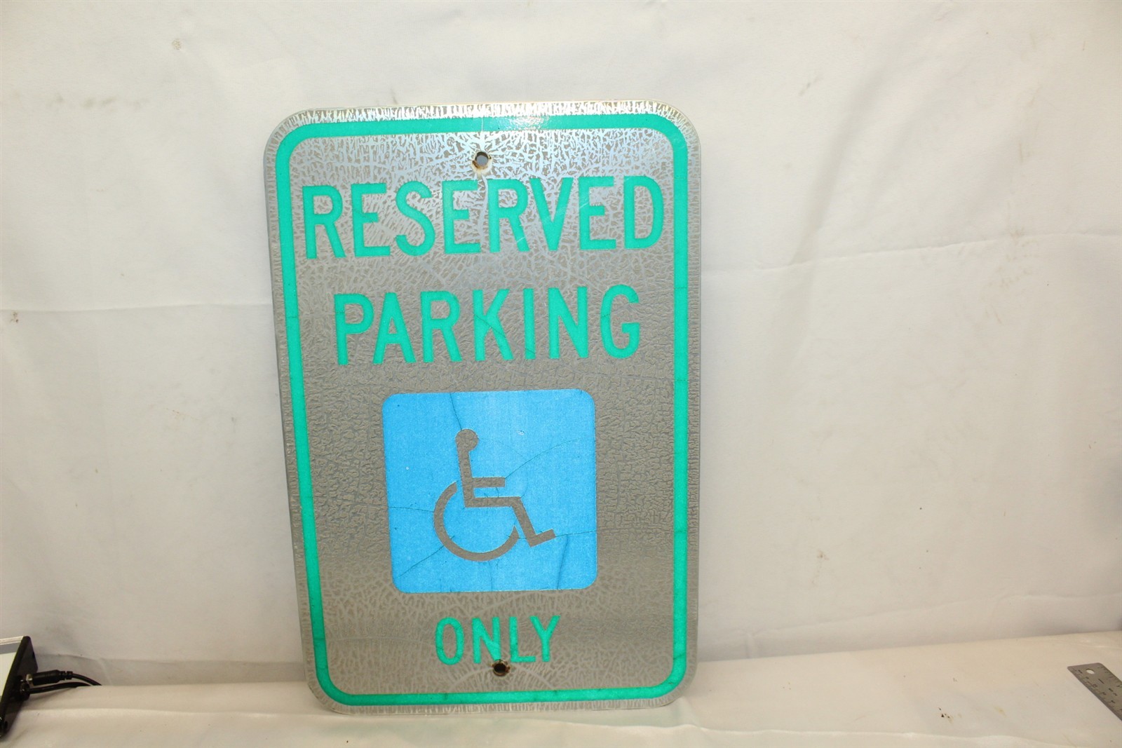 Vintage Handicapped Parking Sign Aluminum 12″ x 18″ Blue / Green