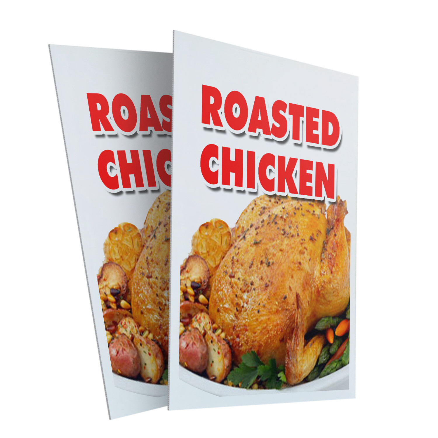 Roasted Chicken 24″ x 36″ 2 Pack Of Store Sign Plastic Or Decal