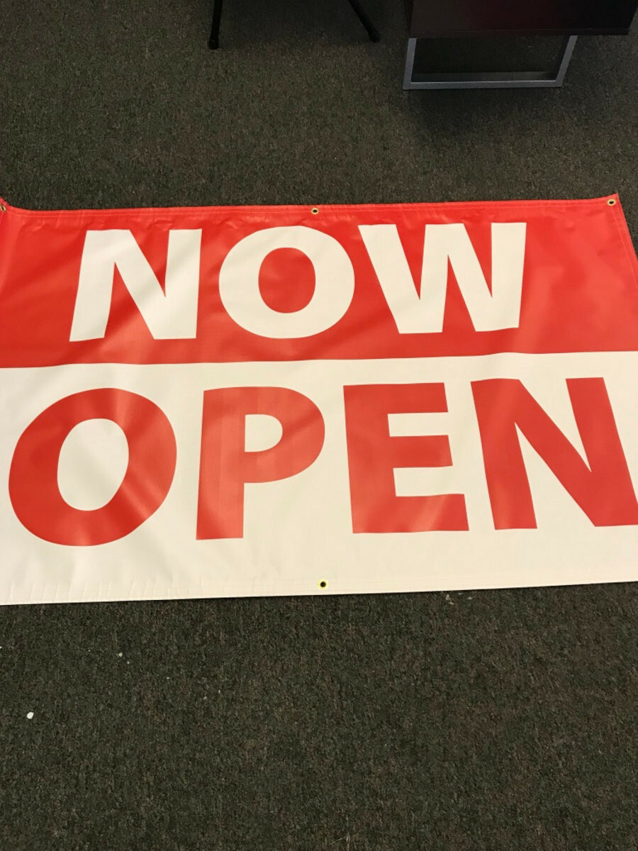 5ft x 3ft NOW OPEN Vinyl Banner Sign Business Shop Restaurant Vendor Signage New