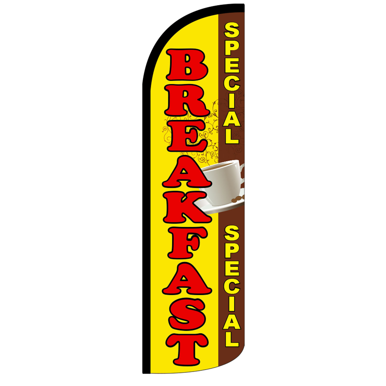 BREAKFAST SPECIAL Windless Swooper Feather Flag Tall Banner Sign 3’ Wide RED