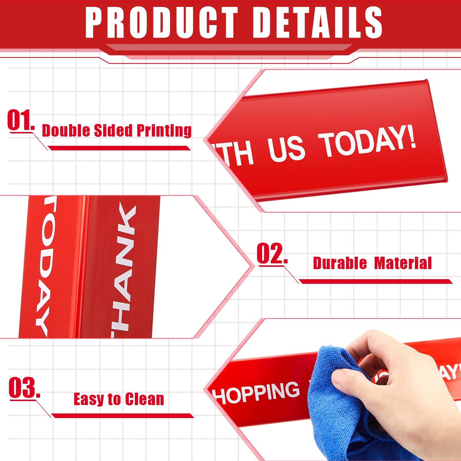 2 PCS Checkout Lane Divider Cash Register Thank You Red Resin 16×1 Inch