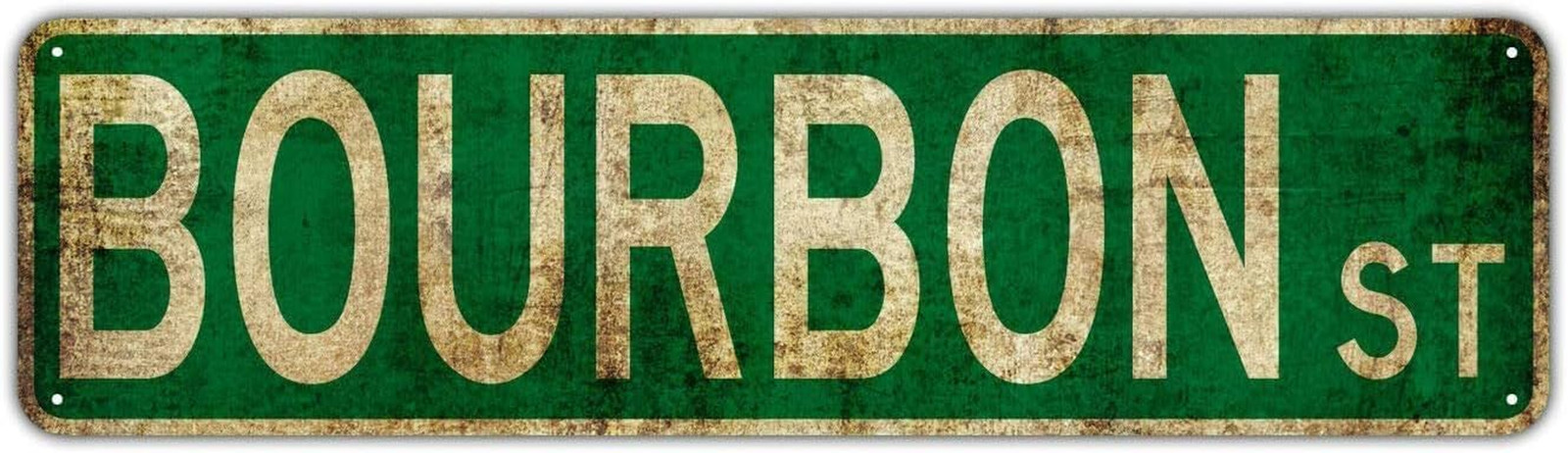 Vintage Bourbon Street Metal Sign 4X15 Inch | Rust-Free Aluminum New Orleans Wal