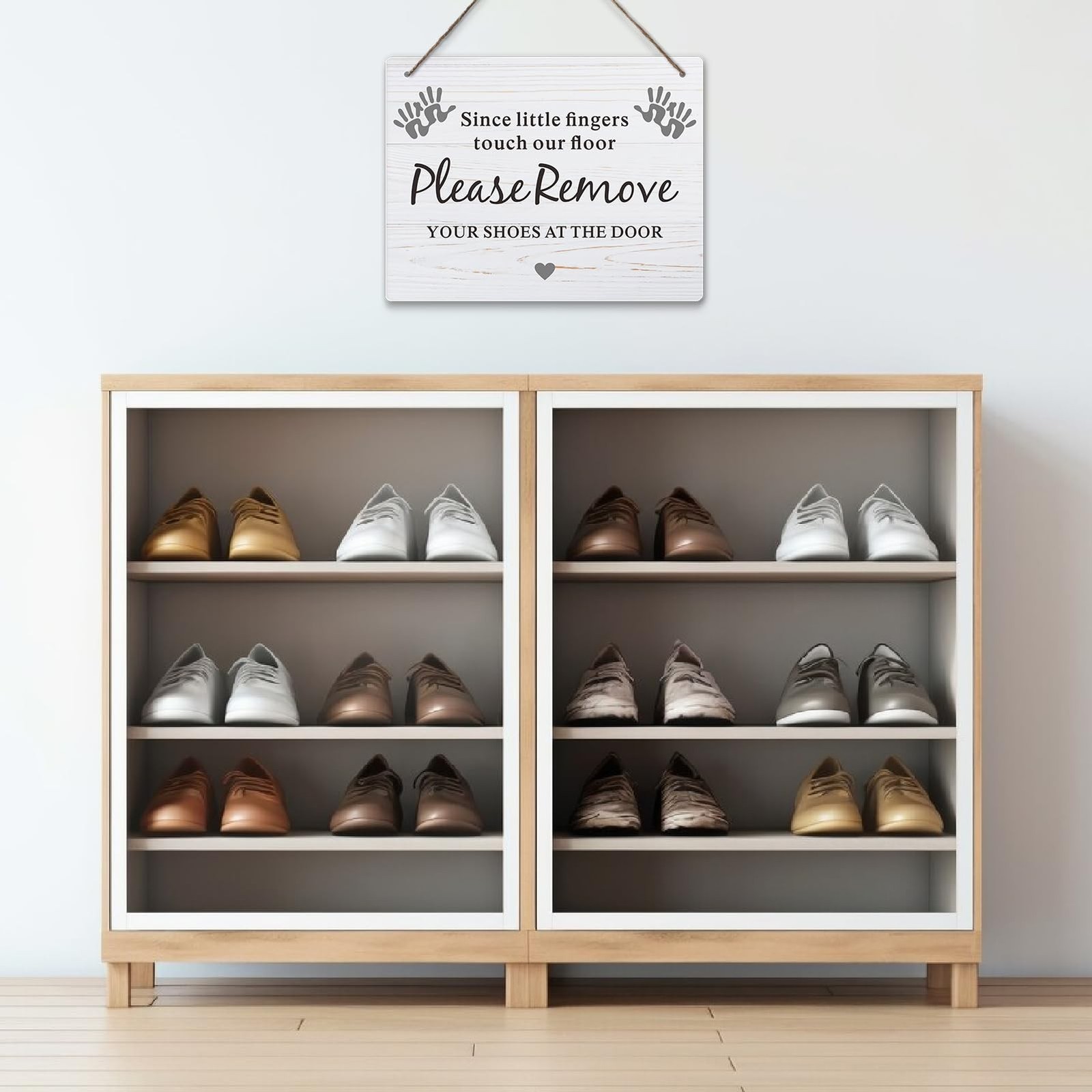 Please Remove Your Shoes Sign, 10×8 Inches Shoes Off Sign for Front Door, Sin…