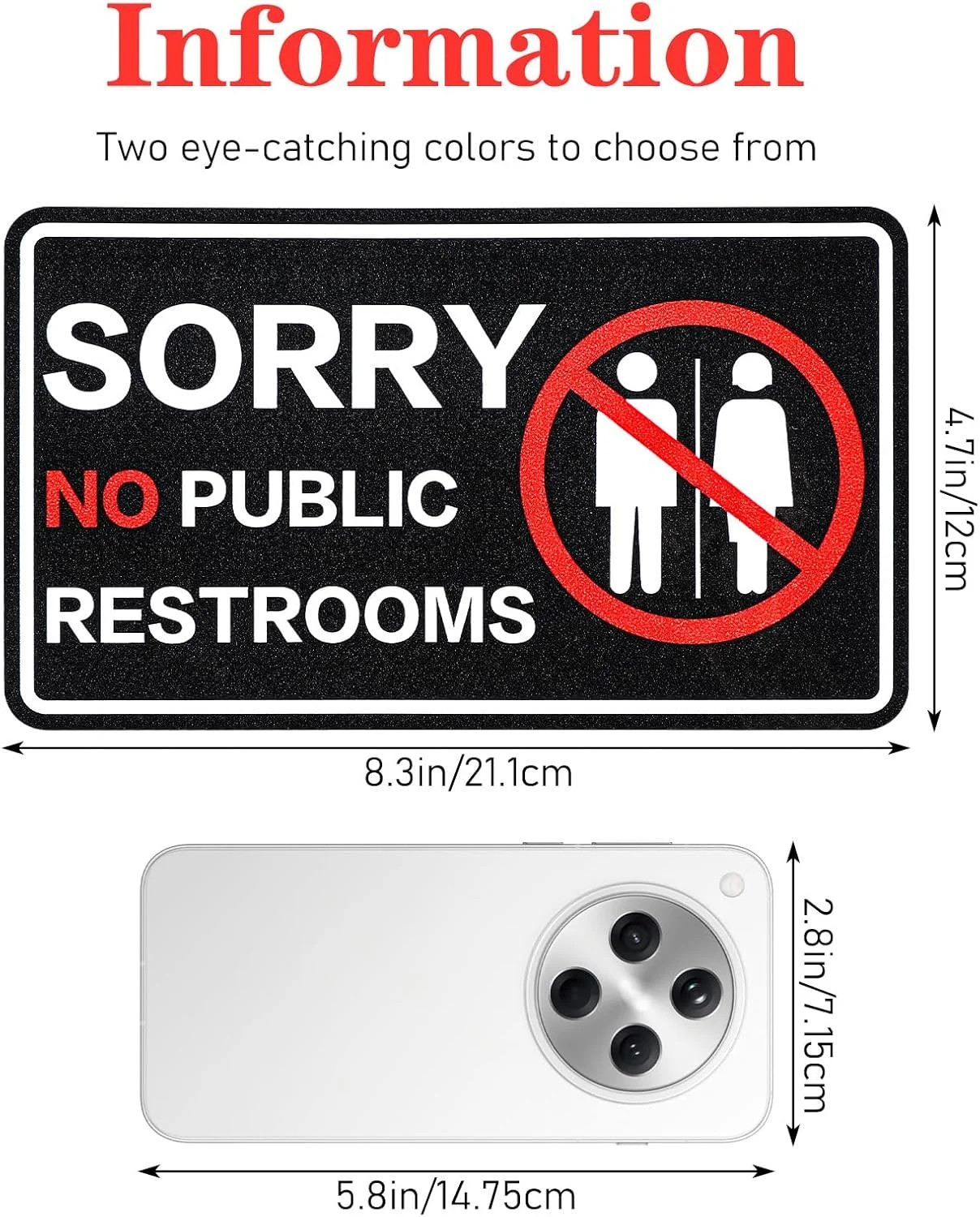 2PCS No Public Restroom Signs for Business, Self Adhesive Weatherproof Vinyl Sor