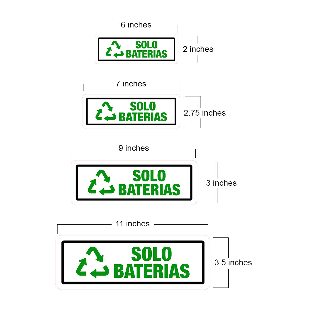 Standard Plus Solo Baterias Door or Wall Sign | Spanish Business Signage
