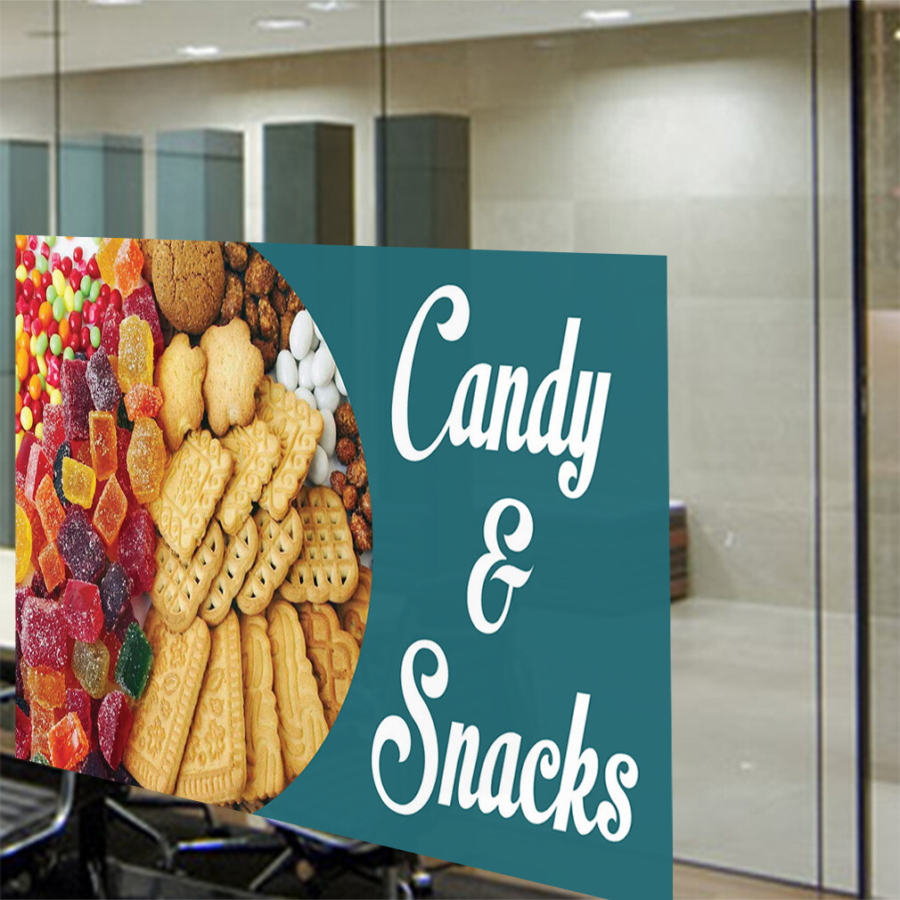 Decal Stickers Candy & Snacks Restaurant Cafe Bar Vinyl Store Sign Label