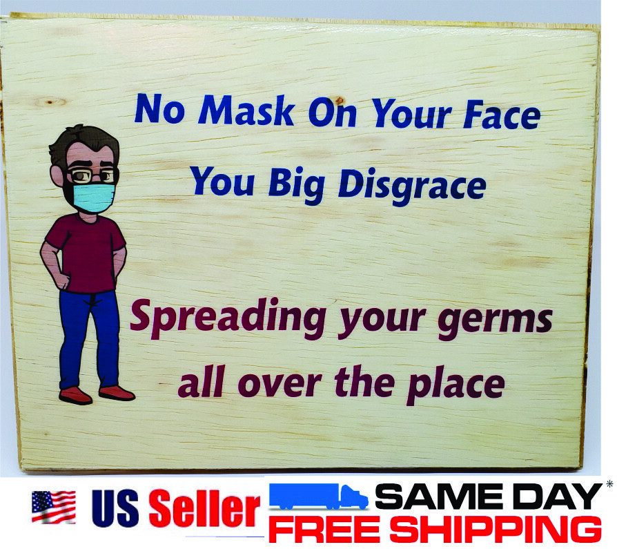 Face Mask Sign 7″x9″ Laser print on wood plate with hanger