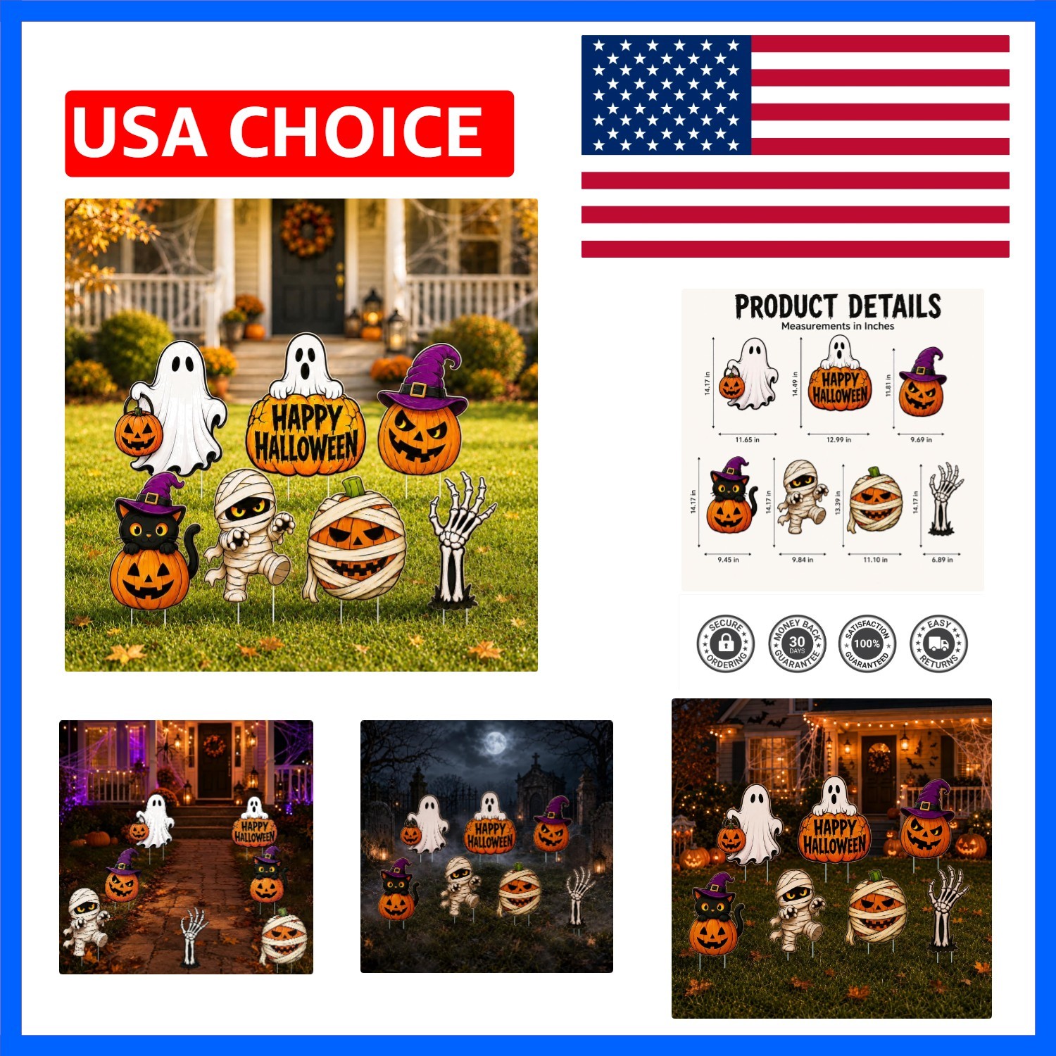 Happy Halloween Yard Sign with Stakes Halloween Pumpkin Outdoor