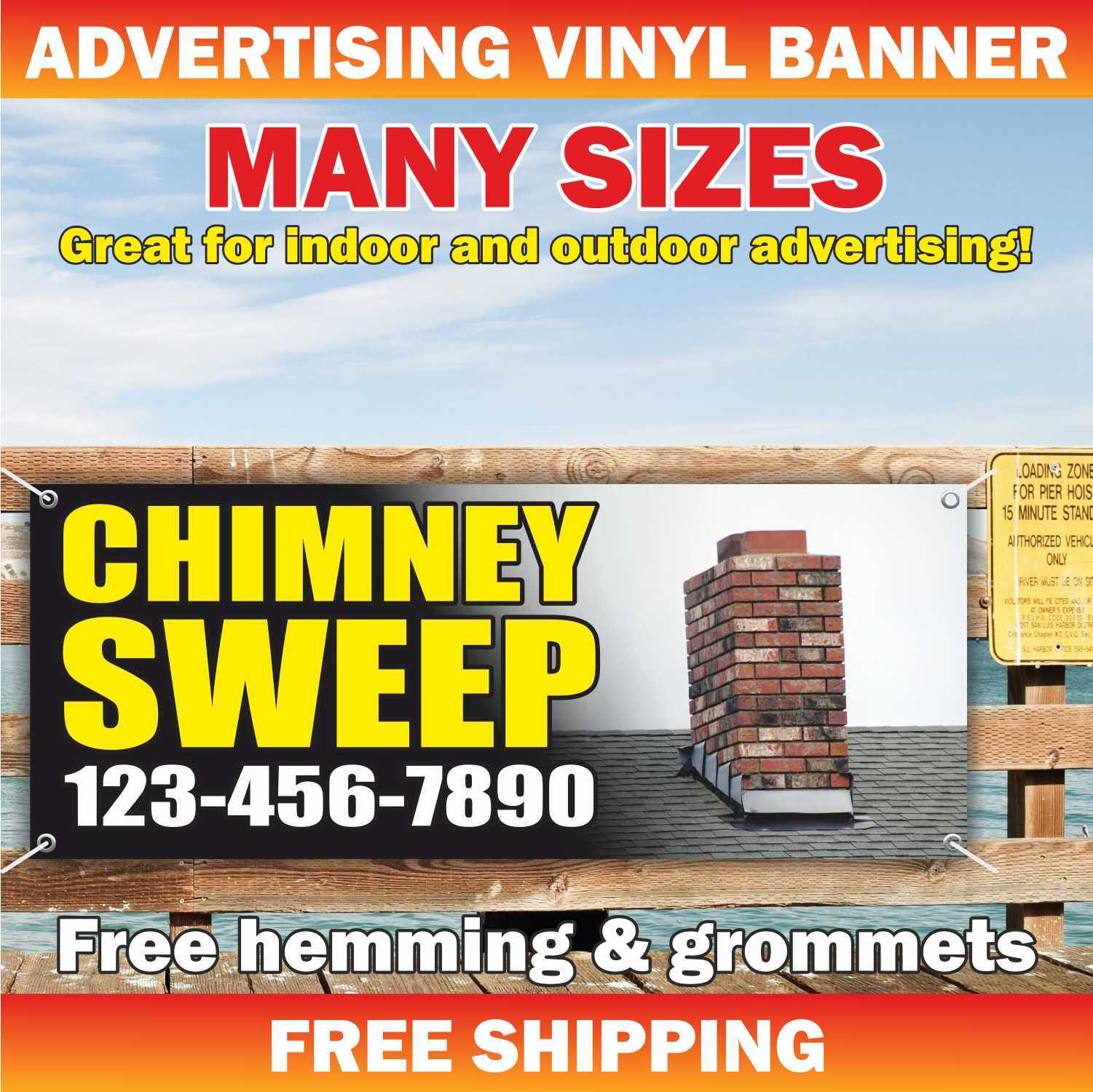 CHIMNEY SWEEP Advertising Banner Vinyl Mesh Sign custom phone many sizes