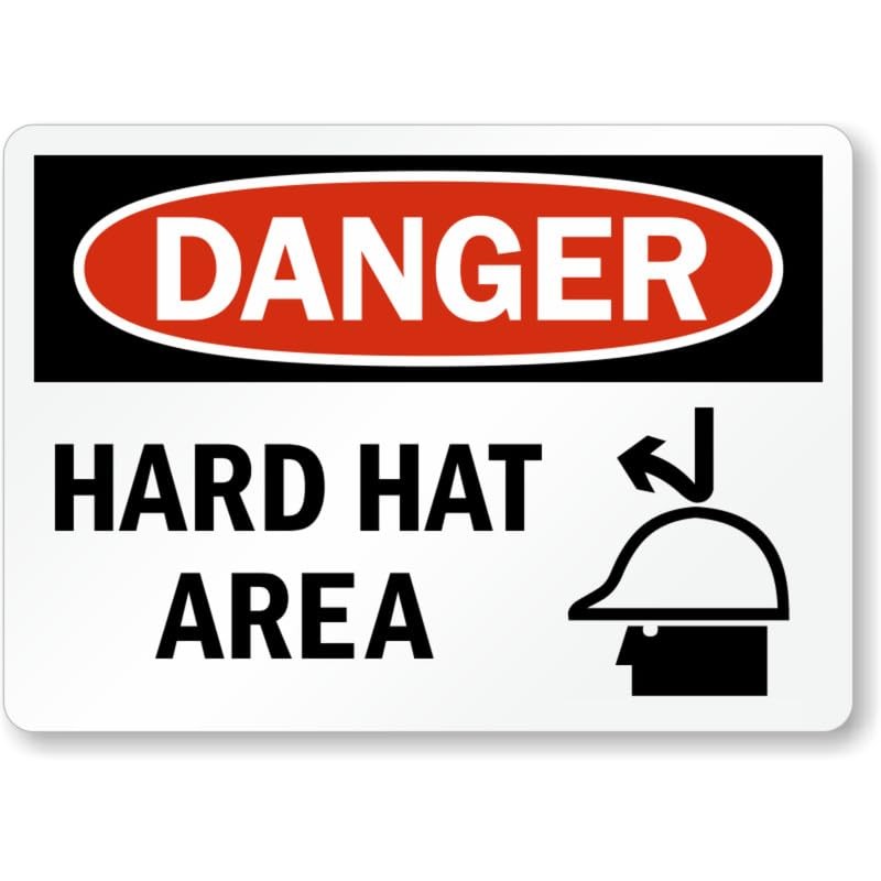 Hard Hat Area Danger Aluminum Weatherproof Sign b01802