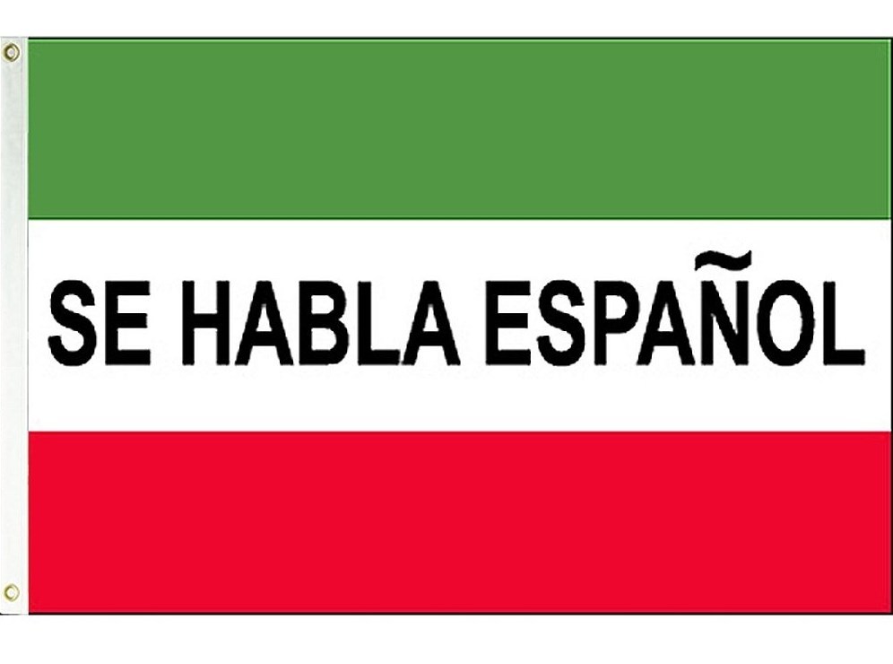 SE HABLA ESPAÑOL Flag Sign 3’ftx5 WE SPEAK SPANISH Window Banner green white red