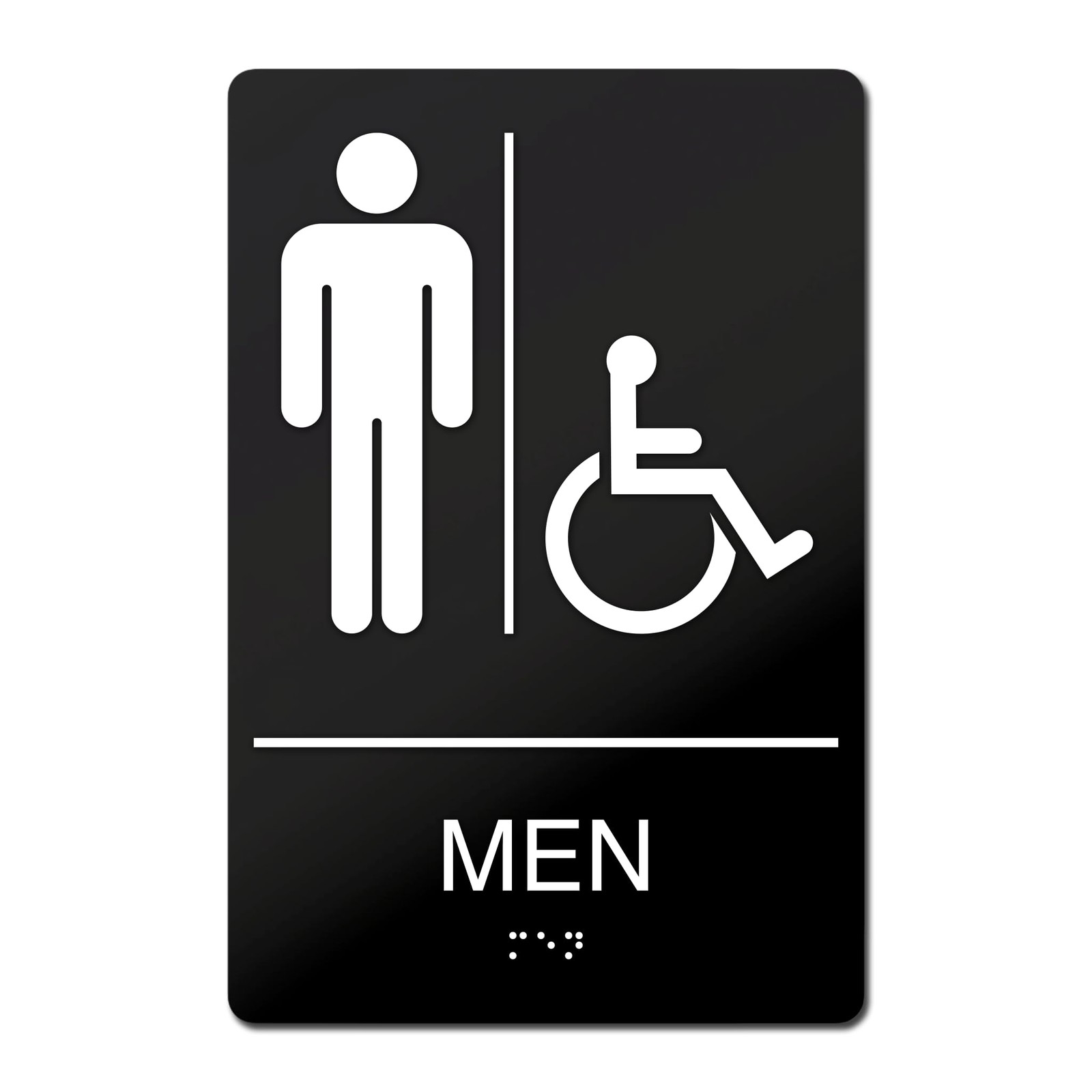 ADA Compliant Men’s Room Sign – Self-Adhesive ABS Plastic Braille Sign – 9″ x…