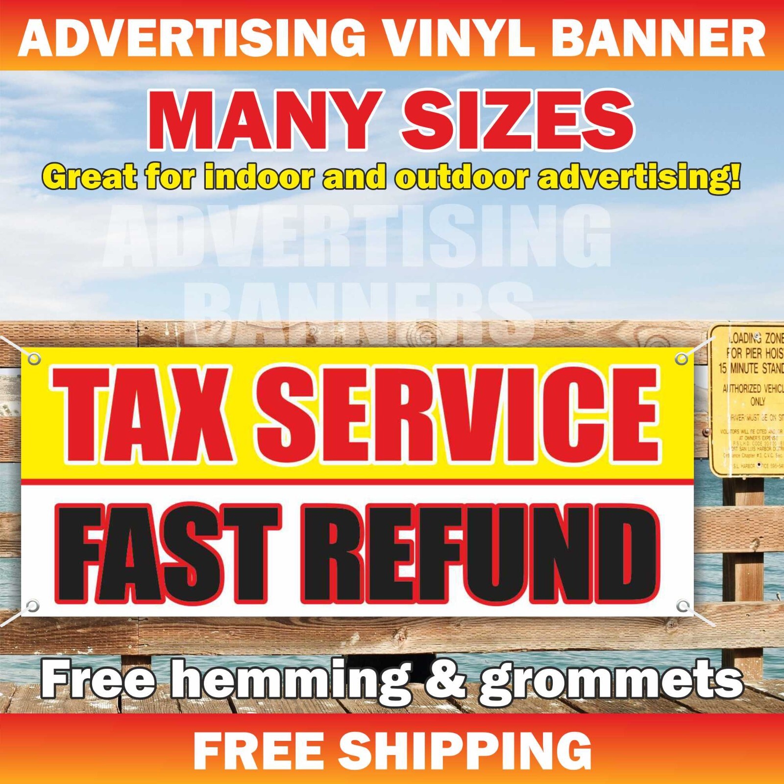 TAX SERVICE FAST REFUNDS Advertising Banner Vinyl Mesh Sign income check cash