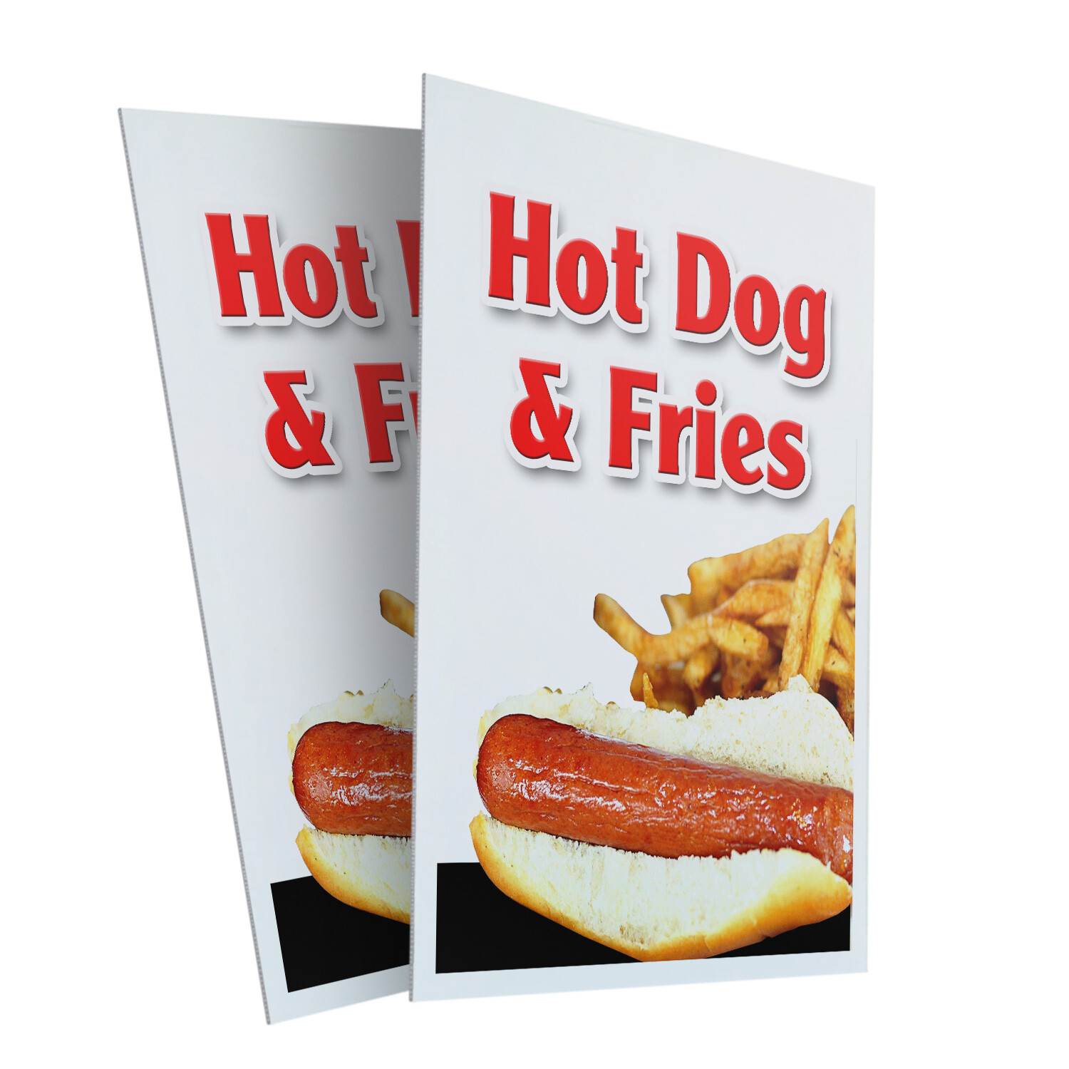 Hot Dog & Fries 24″ x 36″ 2 Pack Of Store Sign Plastic Or Decal