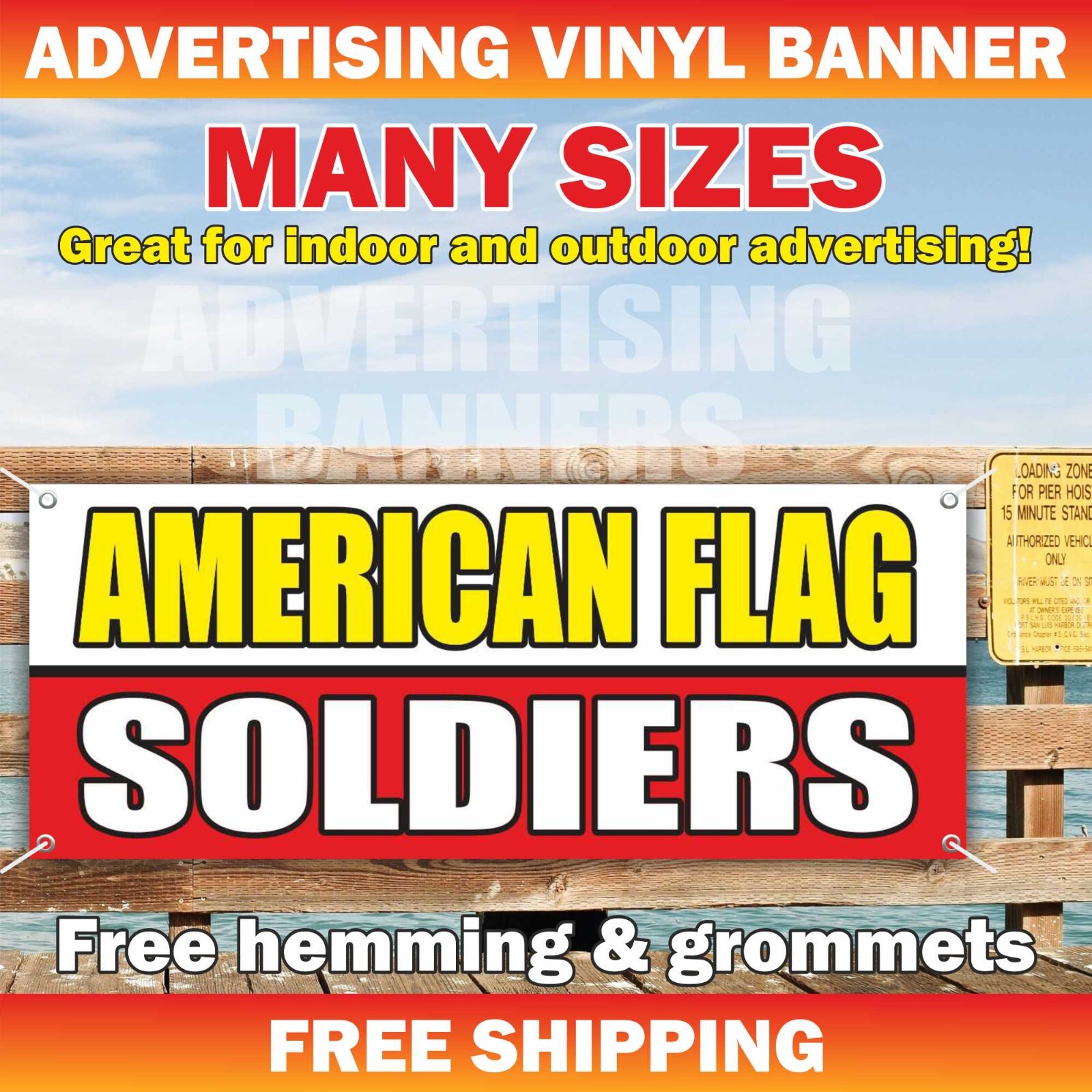 AMERICAN FLAG SOLDIERS Advertising Banner Vinyl Mesh Sign Free Shipping