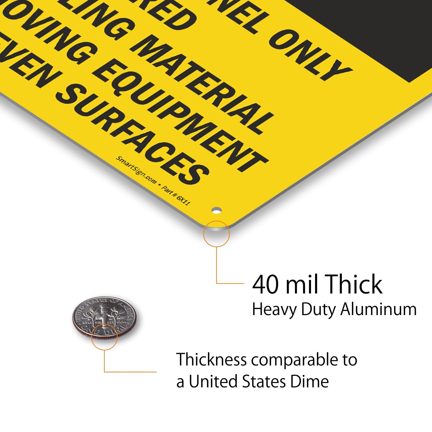 10×14 Inch Construction Area Authorized Personnel Only Hard Hats Required Sign