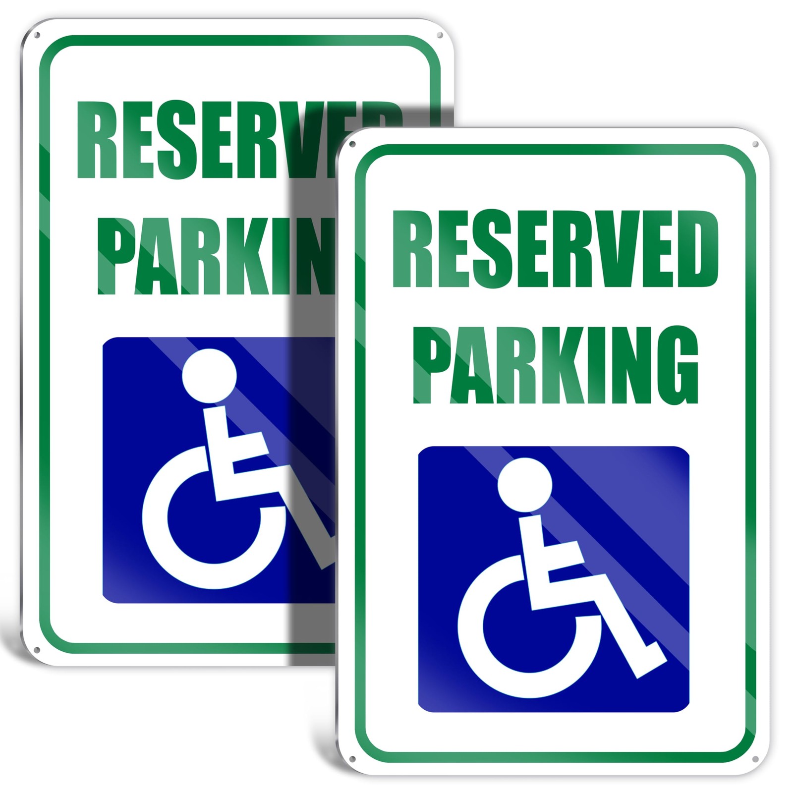 2 PC Handicap Reserved Parking Signs, 8×12 Reflective Aluminum