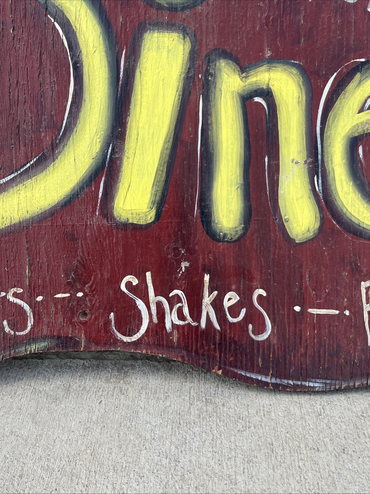 VTG Wood Sign Diner Always Open! Burgers, Shakes, Fries -Rustic, Painted, 20×14
