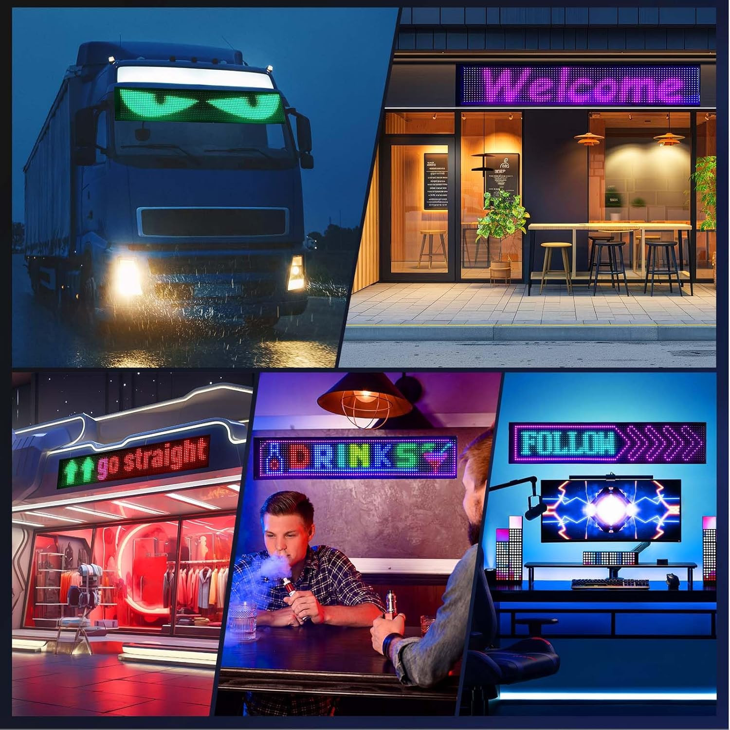 Large Programmable LED Devil Eyes Sign for Cars, Trucks & Shop Advertising